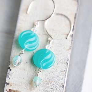 Ocean Blue Silver New Earrings Handmade